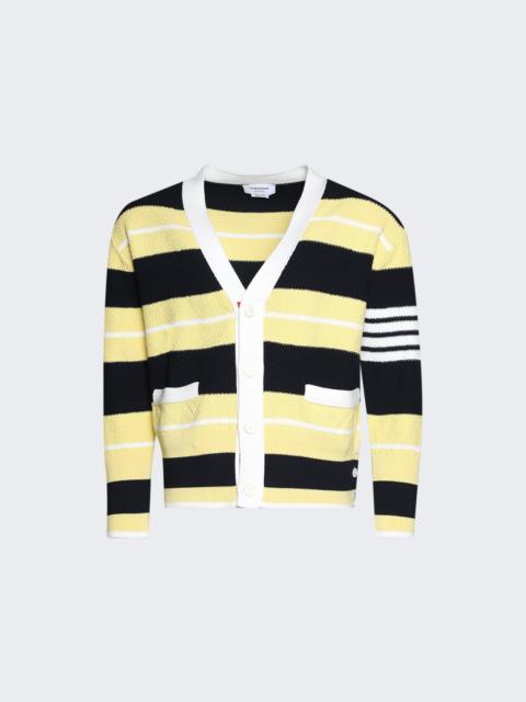 Thom Browne Seed Stitch 4-bar Cardigan Pale Yellow