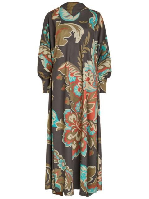 Etro Etro Printed Draped Crepe Maxi Dress