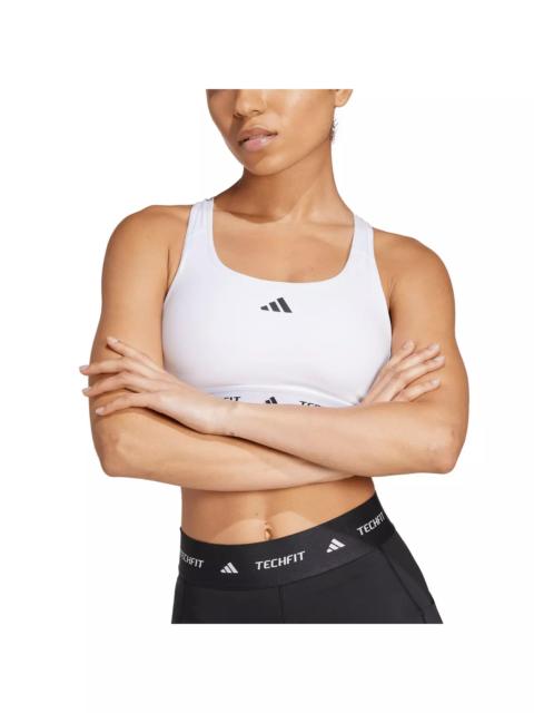 adidas Women's Medium Support TECHFIT Bra-White