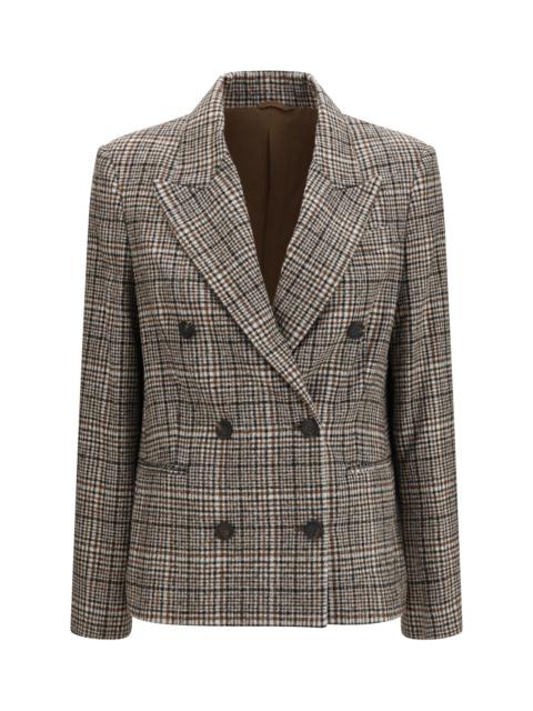 Brunello Cucinelli Brunello Cucinelli Double-breasted Jacket Beige/Tabacco/Nero