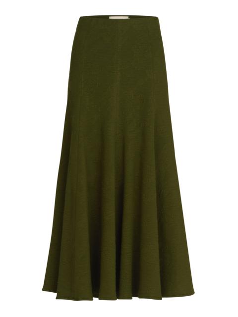 SILVIA TCHERASSI Gilda Jacquard-Knit Midi Skirt green