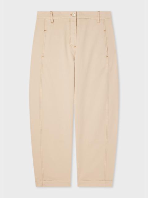 Paul Smith Women's Beige Cotton-Blend Barrel Leg Trousers