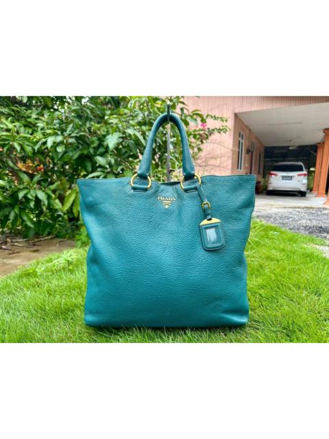 Prada Authentic Prada Vitello Daino Turchese Shopping Tote Bag