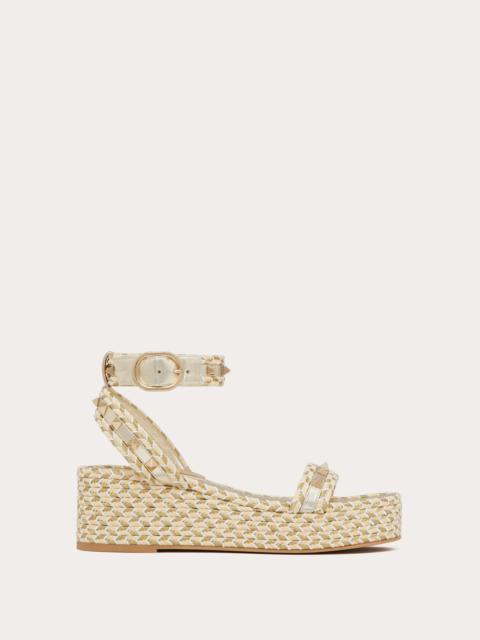 Valentino ROCKSTUD FLATFORM SANDAL IN LAMINATED NAPPA LEATHER 45MM