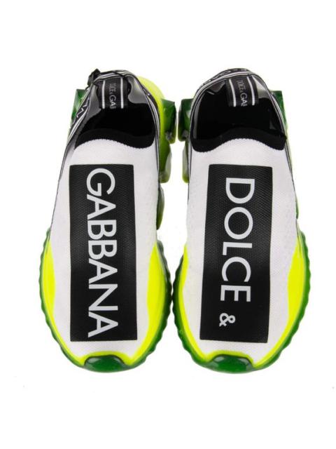 Dolce & Gabbana Slip-On Sneaker SORRENTO Logo Stripes Neon Yellow White 09400