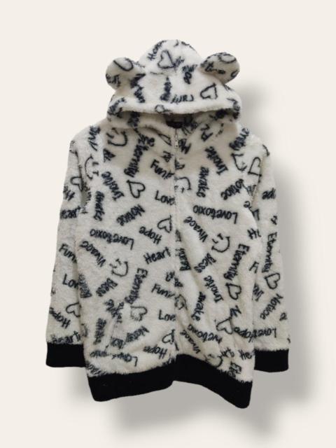 Other Designers Archival Clothing - Love Toxic Smiley Full Graphic Printed Fleece Zipper Hoodie