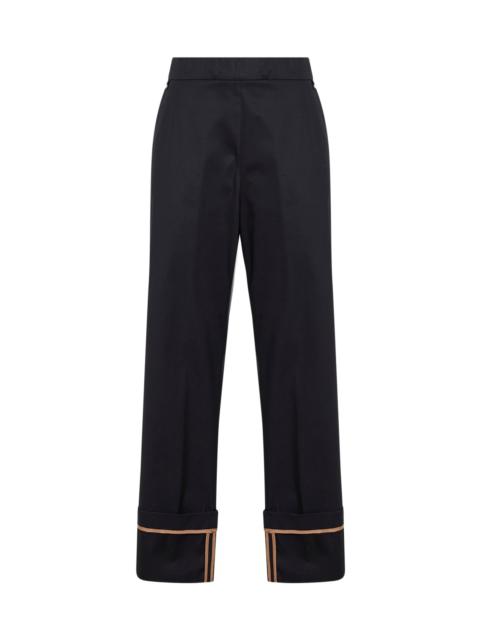 Herno Herno Women Blue Cotton Gabardine Trousers With Turn-Up Hems