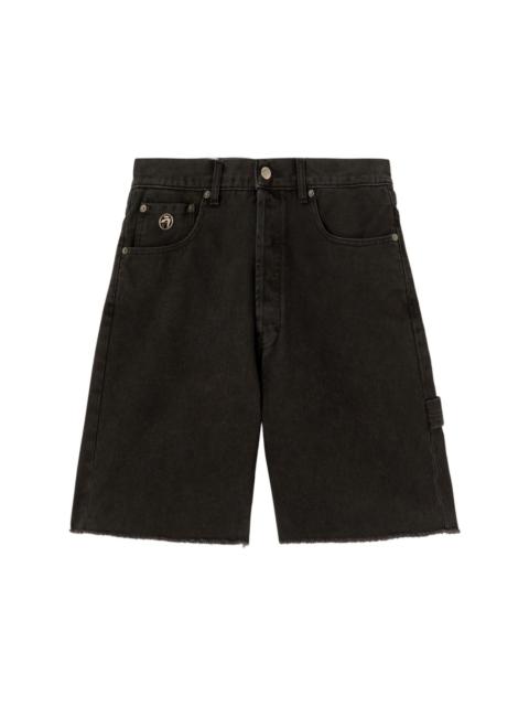 raw-edge denim shorts