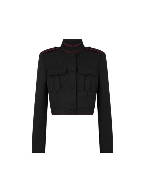 TOM FORD SHARP WOOL GABARDINE OFFICER JACKET WITH PIPING
