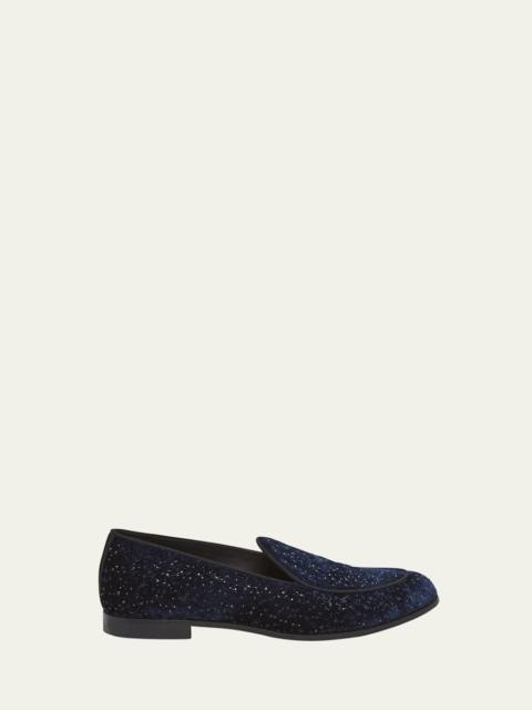 GIORGIO ARMANI Men's Velvet and Crystal Venetian Loafers