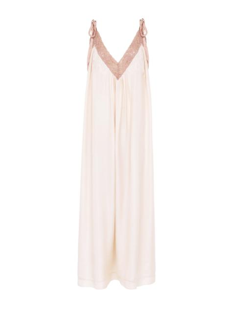 Chloé LONG SLIP DRESS IN SILK HABOTAI & LACE
