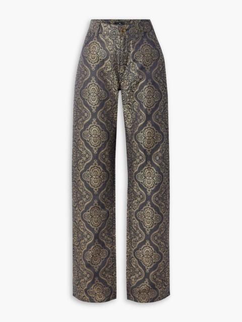 Etro Metallic cotton and linen-blend brocade straight-leg pants