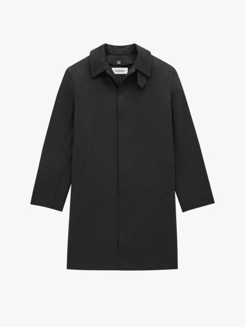 SAINT LAURENT MACKINTOSH COAT IN WATER-REPELLANT CANVAS