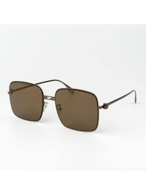 FENDI Fendi BAGUETTE Women Sunglasses Square Metal Pink Brown Mirror FE40123U 45G