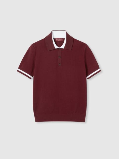 GUCCI Cotton piquet polo shirt with intarsia