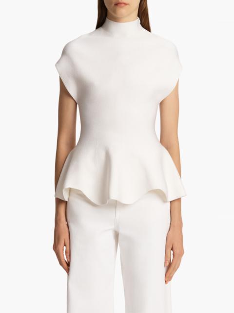 KHAITE Khaite Andra Mock Neck Peplum Knit Top in Glaze at Nordstrom