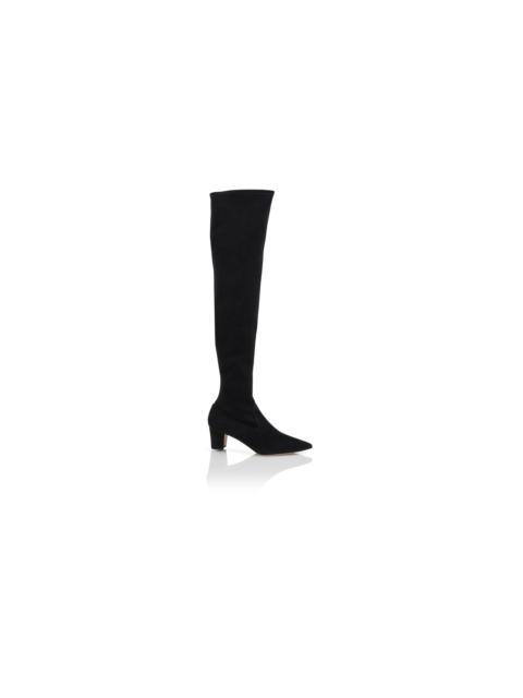 Manolo Blahnik Black Suede Thigh High Boots