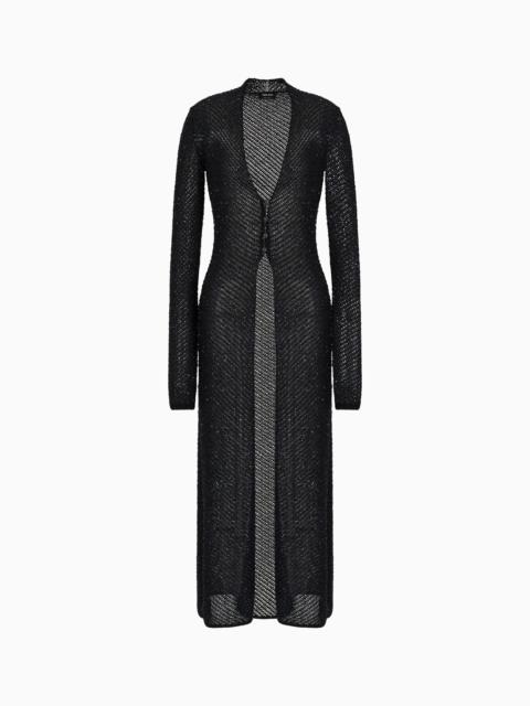 GIORGIO ARMANI LONG CARDIGAN IN A METALLIC VISCOSE BLEND