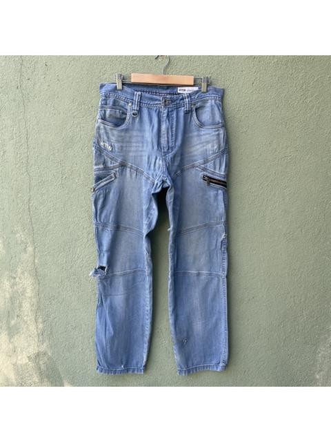 Other Designers Distressed Denim - Vintage BLUE B Distressed Multipocket Faded Denim Pants