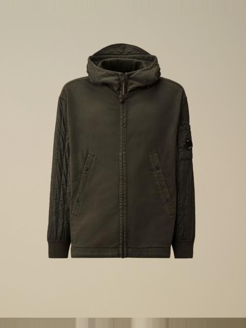 C.P. Company Diagonal Raised Fleece Mixed Full Zip Hooded Sweatshirt