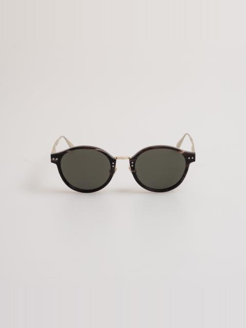 LINDA FARROW Marco Oval Sunglasses in Buffalo Horn and 925 Sterling Silver