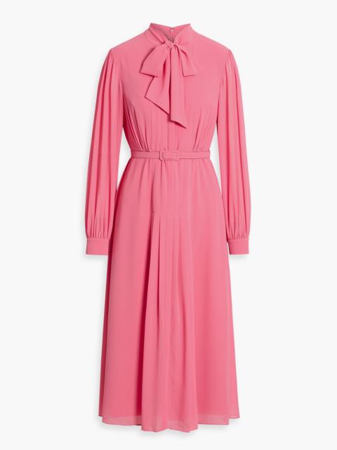 Other Designers Pussy-bow belted crepe midi dress