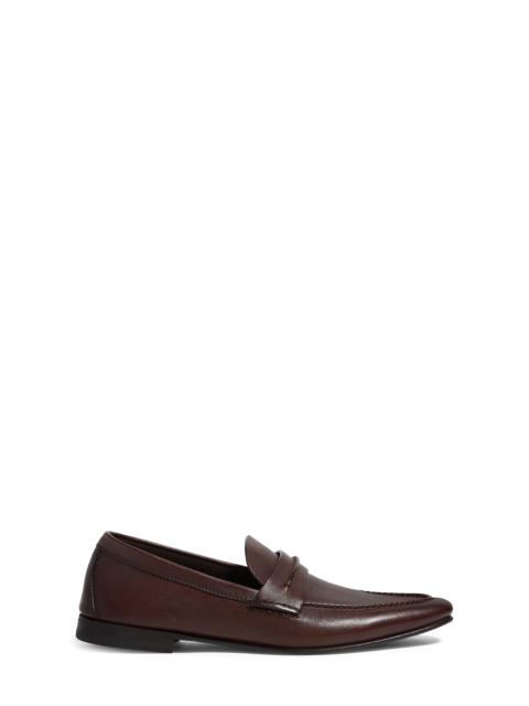 ZEGNA ZEGNA Light Brown Natural Grain Leather Loafer in Medium Brown Solid at Nordstrom