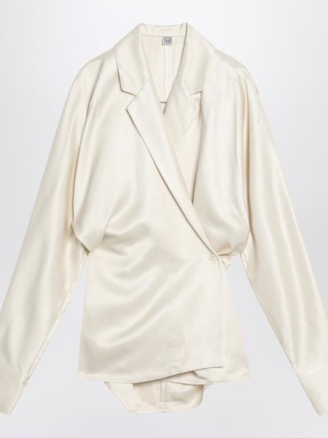 TOTEME Ecru viscose satin cross shirt