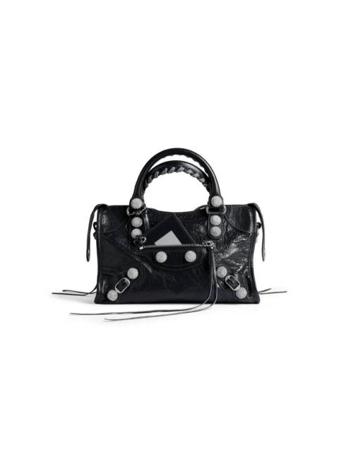 BALENCIAGA Women's Le City Bag Small Giant Studs With Rhinestones in Black