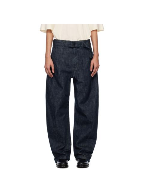 Lemaire Blue Twisted Belted Jeans