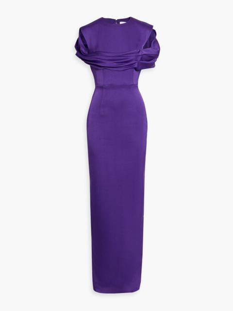 RACHEL GILBERT Lorna draped cutout satin-crepe gown