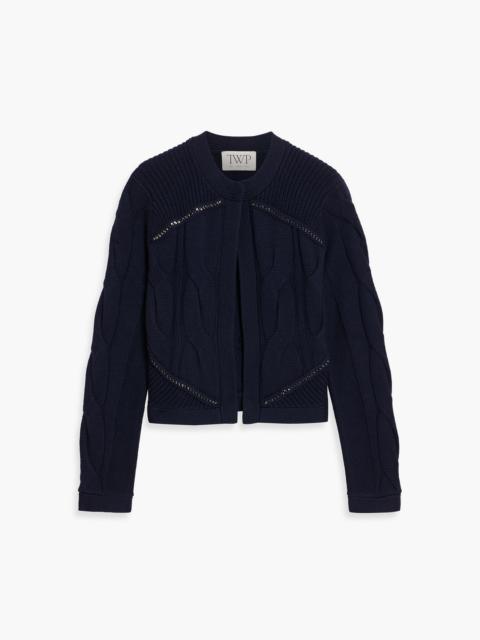 TWP Chain-embellished cable-knit merino wool cardigan