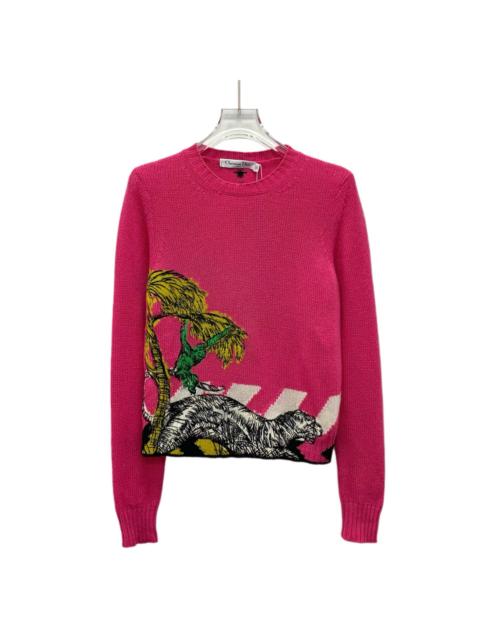 Dior Dior Cashmere Crew Neck Long Sleeve Knit Sweater Pink