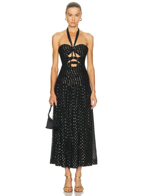 Zimmermann Daylight Metallic Knot Midi Dress