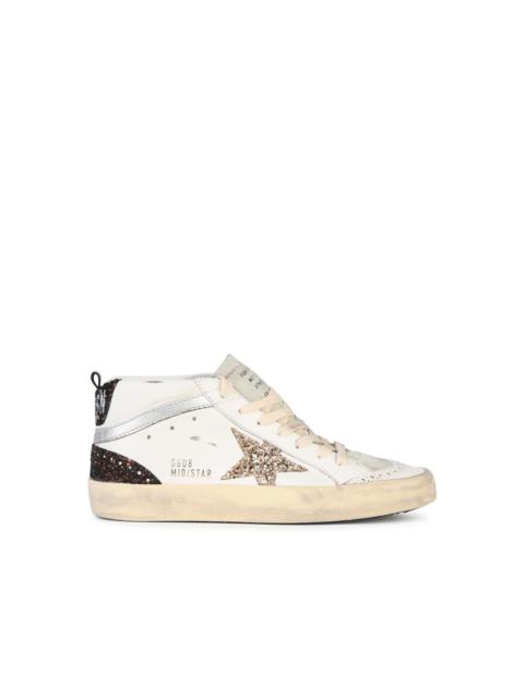 Golden Goose Golden Goose 'Mid Star Classic' White Leather Blend Sneakers Women