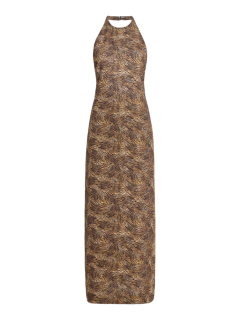 TOVE Colette Animal-Print Jersey Midi Halter Dress animal