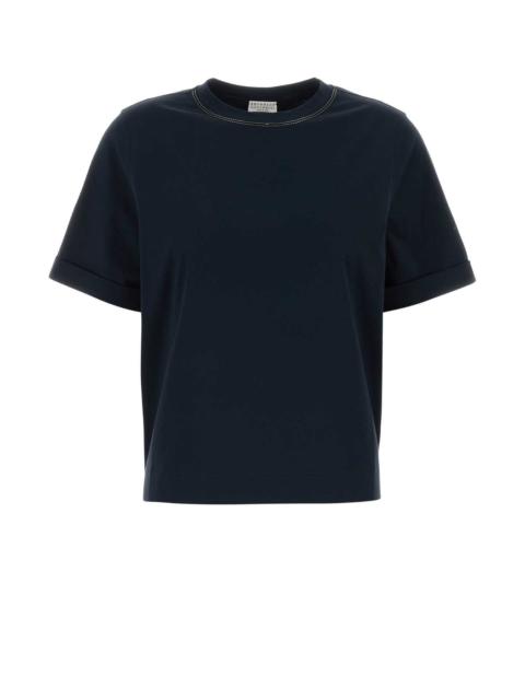 Brunello Cucinelli Brunello Cucinelli Women Dark Blue Cotton T-Shirt