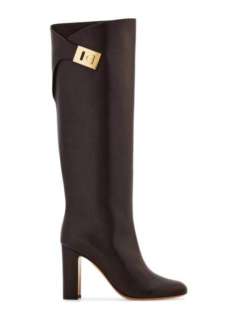 FERRAGAMO Enni Leather Knee Boots brown