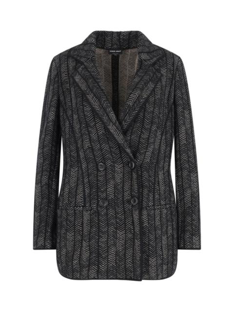 GIORGIO ARMANI DOUBLE-BREASTED CASHMERE AND VISCOSE BLAZER