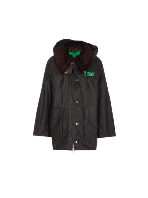Other Designers Barbour X Ganni Women Hooded Tartan Duffle Wax Jacket