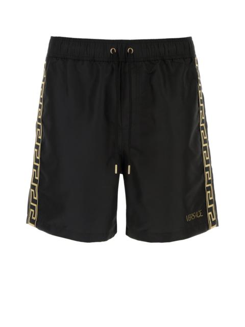 VERSACE Black polyester swimming shorts