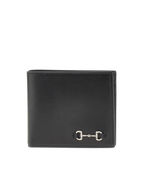 GUCCI Gucci Leather Wallet with Horsebit Detail Black