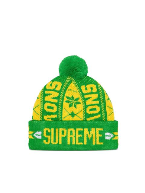 Supreme pompom-detail patterned-jacquard beanie