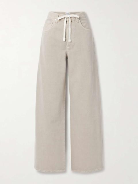 Brynn Drawstring mid-rise wide-leg jeans Beige