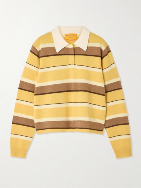 GUEST IN RESIDENCE Cropped Striped Cashmere Polo Sweater