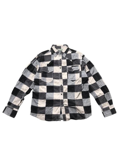 Other Designers Vintage - Vtg Western Graytone Corduroy Patchwork Longsleeve Shirt