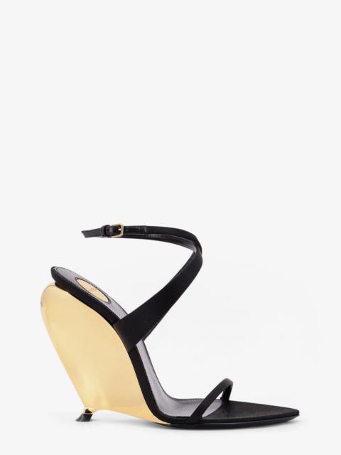 SAINT LAURENT Saint Laurent Tallulah 110 Satin Sandals With Sculptural Wedge Heel