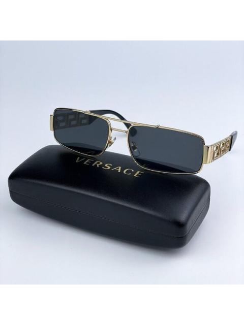 VERSACE NEW Versace VE2257 100287 Gold Dark Grey Metal Pilot Unisex Sunglasses