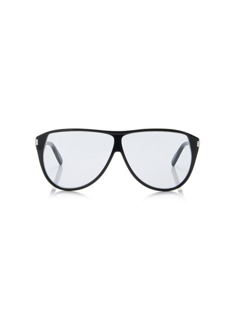 SAINT LAURENT Gasper Round-Frame Acetate Glasses black