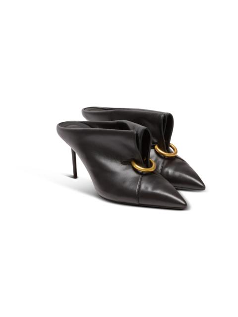 Balmain Balmain Lambskin leather mules with front piercing in Black at Nordstrom